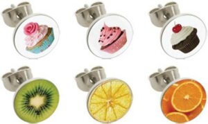 Steel - Ear stud - 12pcs Set - fruits