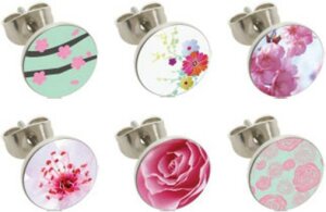 Steel - Ear stud - 12pcs Set - Flowers