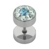 Steel - Fake Plug  - Epoxy - SWAROVSKI - Supernova Concept - Aquamarine (AQ)