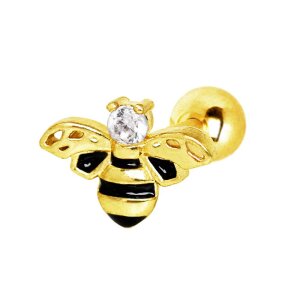 Gold Steel - Ohrstecker - Biene Kristall