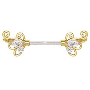 Acier doré - Barrette à mamelons -...
