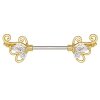 Acier doré - Barrette à mamelons - Filigrane - Cristal