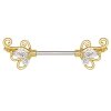 Gold Steel - Nipple Bar - Filigree Crystal