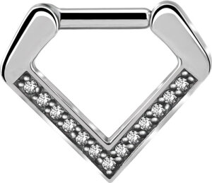 Stahl - Septum Clicker - Diamant - Kristall 8mm