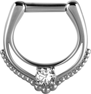 Steel - Septum Clicker - Cubic Zirconia- Filigree