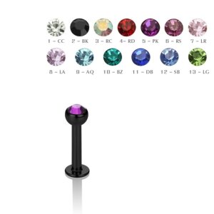 Black Steel - Labret - crystal