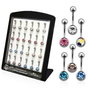 Acrylic Display - FILLED - 24 Titanium Belly Button...