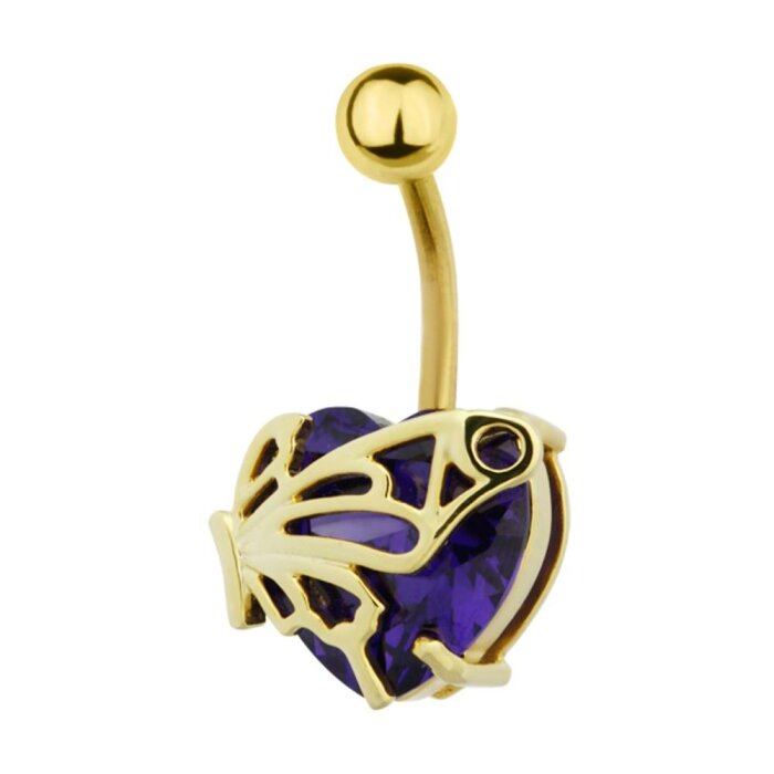 Gold Steel - Banana - Heart with butterfly