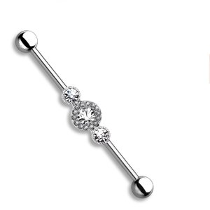 Steel - Industrial Barbell - 3 crystals