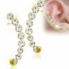 Steel - Ear Stud - Curved Crystal