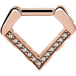 Rosegold Steel Septum Clicker - Crystal - Diamond