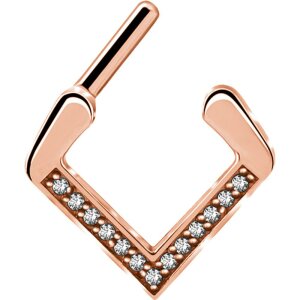 Rosegold Steel Septum Clicker - Crystal - Diamond