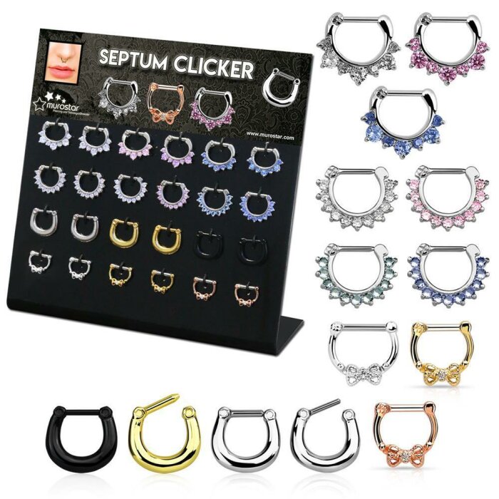 Acryl - Display - BEFÜLLT - 24 Stahl Septum Clicker -...