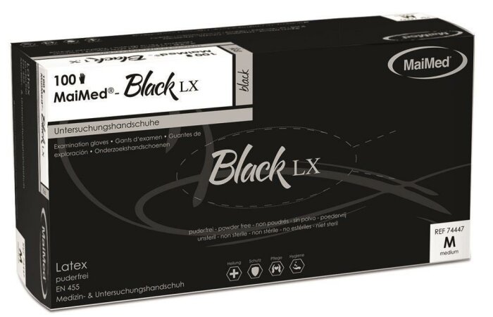 Latex - gloves - Black - 100 Stk. - powder free - MaiMed...