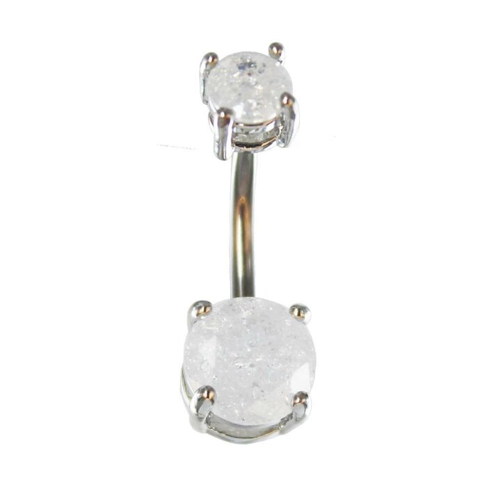 Stahl - Banane - Doppelkristall - weißer Quartz