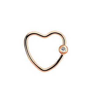 Rosegold Steel - Ohrring - Herz - Kristall - Klemmring