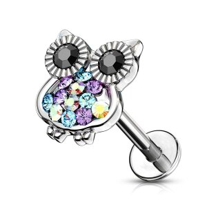 Steel - Labret - Owl - Internally Threaded