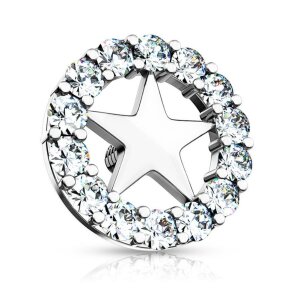 Steel - Dermal Anchor - Star - Crystals