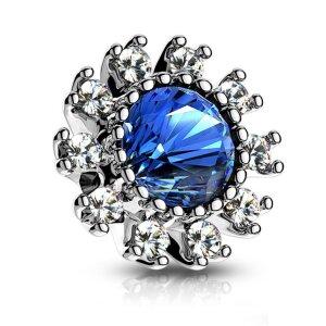 Acier - Ancre dermique - Cristaux Design Bleu (DB)