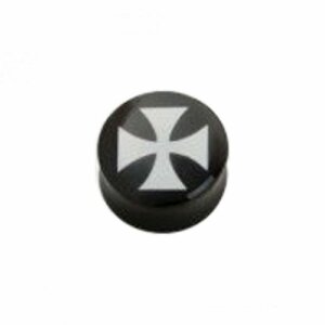 Acrylic - Plug - concave - iron cross - Black