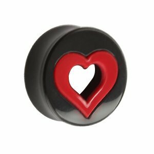 Acrylic - Plug - Black - red heart