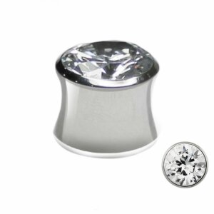 Steel - Plug - Double Flared - with Cubic zirconia