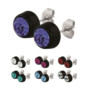 Stahl - Ohrstecker - flach - Kristall - SWAROVSKI - Supernova Concept - 8 mm
