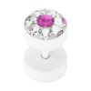 Steel - Fake Plug - Epoxycrystal - SWAROVSKI - Supernova Concept - Fuchsia (FA)