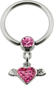 Titanium - Nipple Ring - crystal - heart