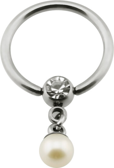 Titanium - Nipple Ring - crystal - pearl