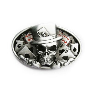 Belt Buckle - Gambling Skull - Poker Buckle