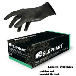 Gloves - with Lanolind - black - 100 pcs - Elephant