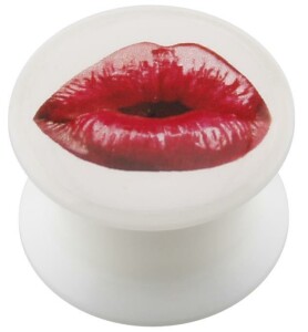 Acryl - Design Plug - weiss - Lippen - 10 mm