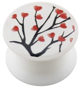 Acrylic - Design Plug - white - Bough 6 mm
