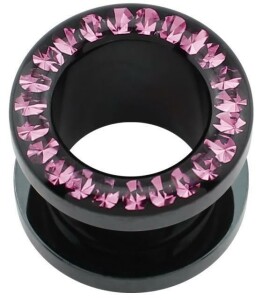 Acryl - Flesh Tunnel - schwarz - Pink (PK) - Epoxy - 12 mm