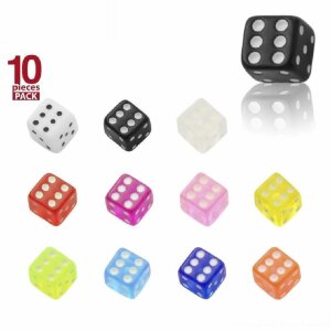 Acrylic - dice with thread - 10pcs pack 1,2 mm - 4 mm - T-PK