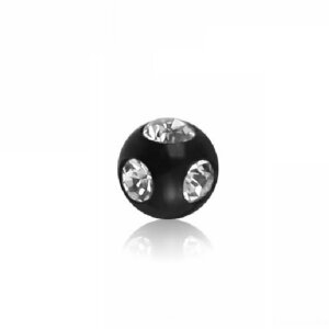 Black Steel - Screw ball - with clear crystal 1,2 mm - 4...