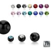 Black Titanium - Clip-in ball - with crystal 3 mm - PK