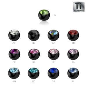 1,6 mm - 6 mm - CC - Crystal Clear/ Kristallklar - Black Titan - Schraubkugel - mit Kristall