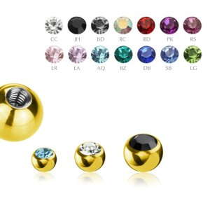 1,2 mm - 3 mm - RS - Rose / Rosa - Gold Steel - Schraubkugel - Kristall