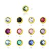 4 mm - DB - Dark Blue/ Dunkel Blau - Gold Steel - Klemm-Flatball - Kristall