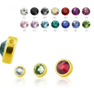 4 mm - CC - Crystal Clear/ Kristallklar - Gold Steel - Klemm-Flatball - Kristall