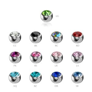 Steel - Screw ball - crystal 1,2 mm - 2,5 mm - BK