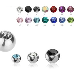 Steel - Screw ball - crystal 1,2 mm - 2,5 mm - BZ