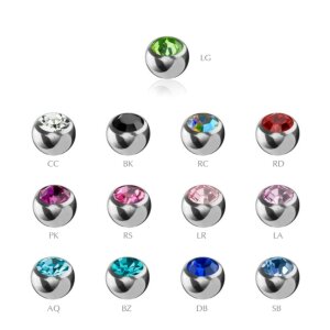 Steel - Screw ball - crystal 1,2 mm - 3 mm - LG -