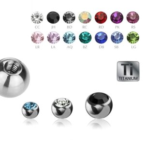 Ti Gloss Titanium - Screw ball - crystal 1,2 mm - 3 mm - LR