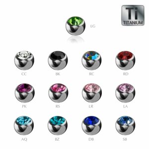 Titanium - Screw ball - crystal 1,2 mm - 3 mm - LA-