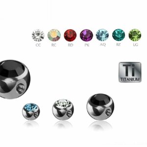Titanium - Screw ball - crystal - 90° thread 1,6 mm -...