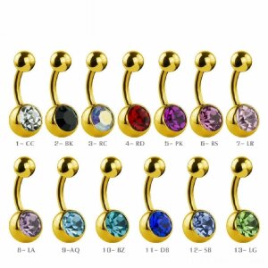 10 mm - BZ - Blue Zircon/ Blauer Zirkon - Gold Steel -...