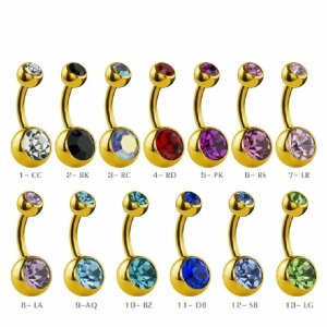 12 mm - LG - Vert clair - Acier doré - Banane -...